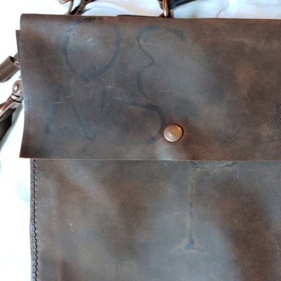 Brown Leather Laptop Briefcase. - Picture 9 of 10